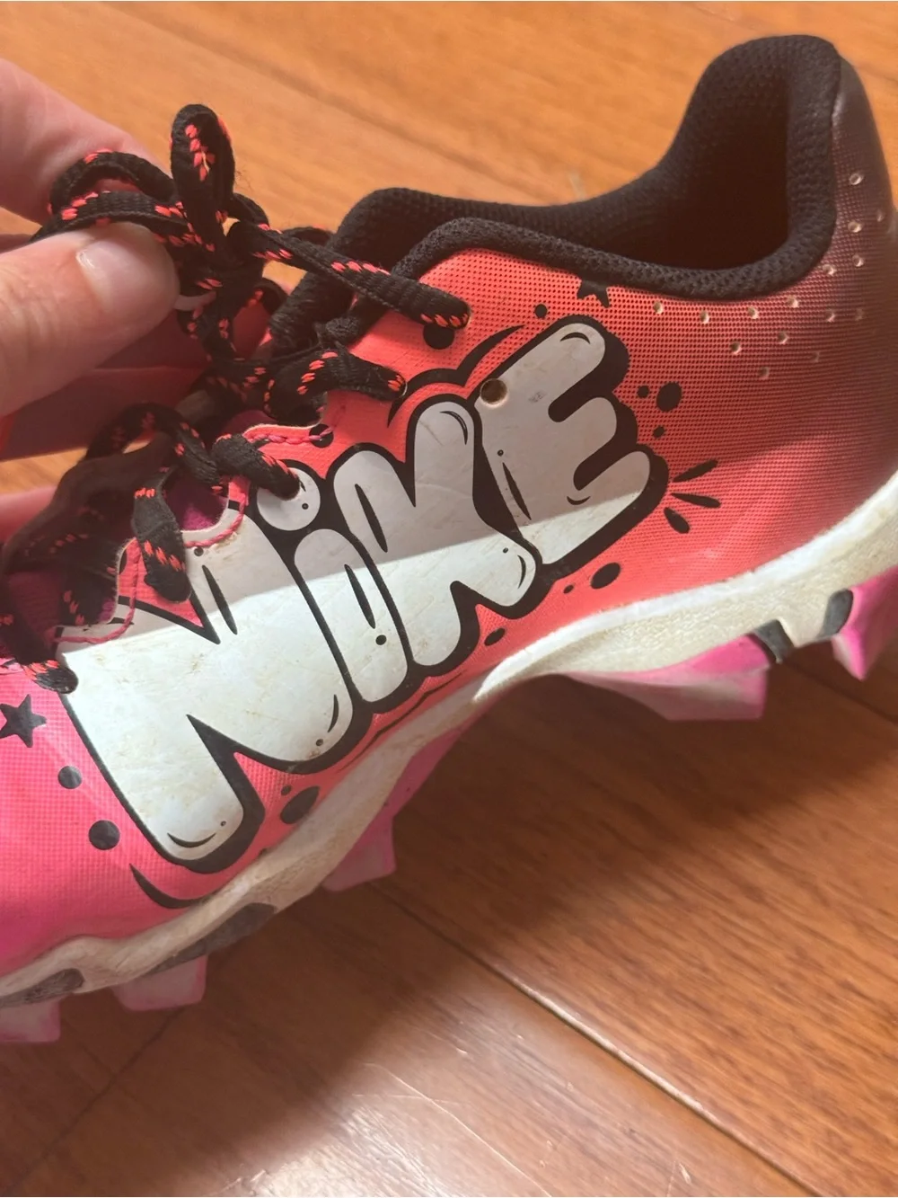 Nike Kids Pink and Black Baseball Cleats - Youth Athletic Sneakers